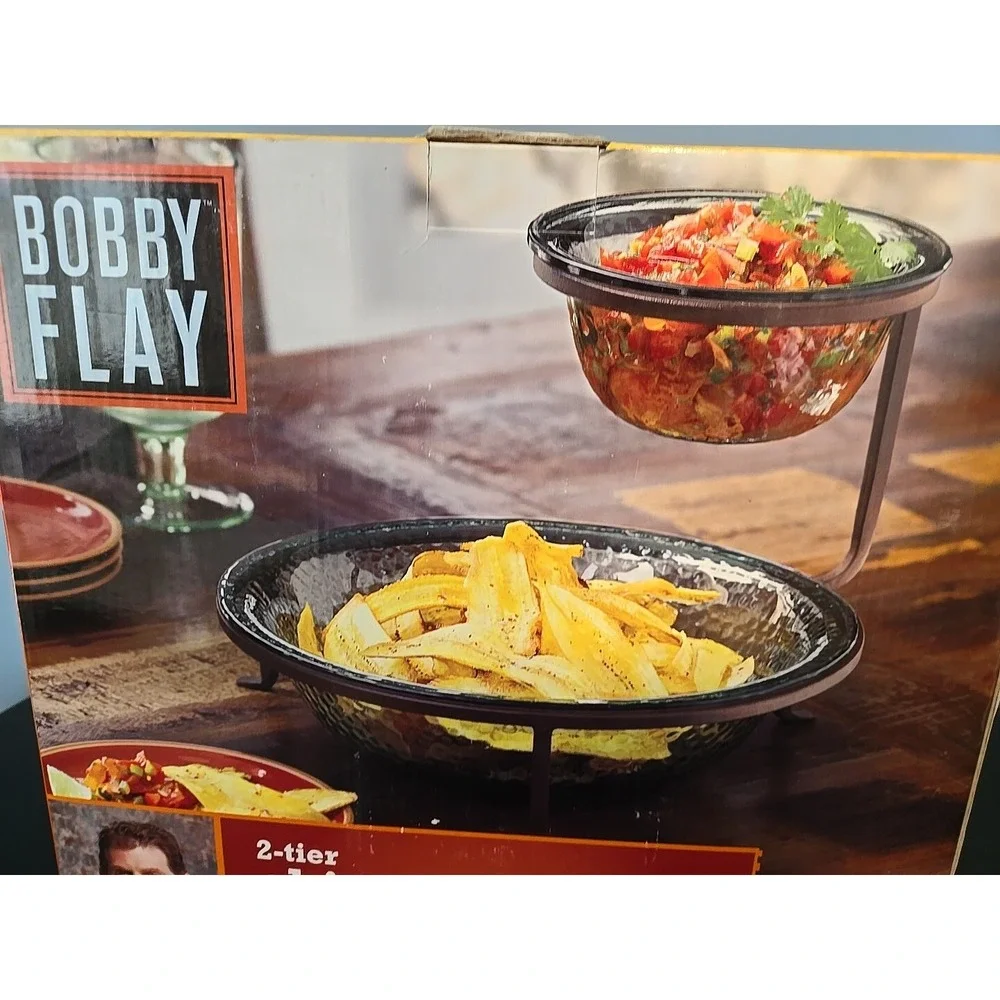 Bobby‎ Flay 2 Tier Chip & Dip Server 10
